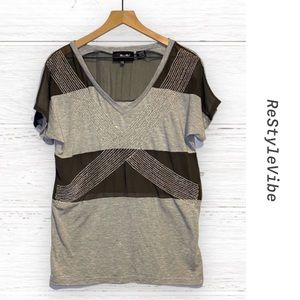 MISS ME Women’s Size M Top Tee Shirt Beadwork Bling Embellished Embroidered